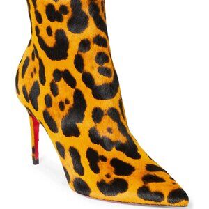 NEW Christian Louboutin So Kate 85 Spicy Leopard Pony Hair Booty Size 36